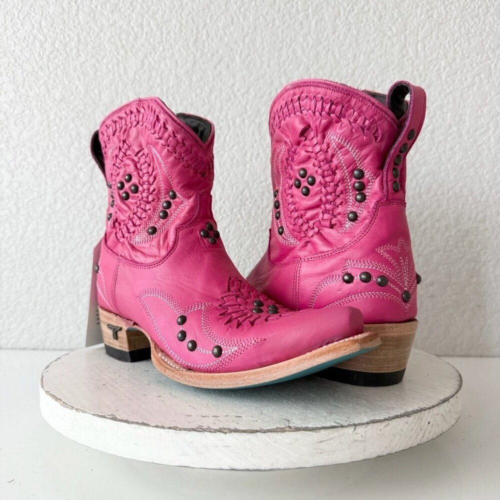 Lane Cossette Cowboy Booties Western Cowgirl Short Ankle Boots Hot Pink Size 6.5